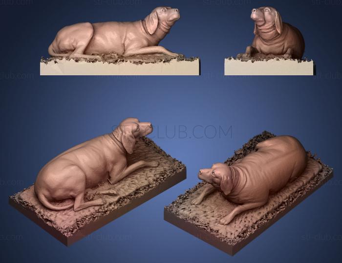 3D model dog on grass (STL)